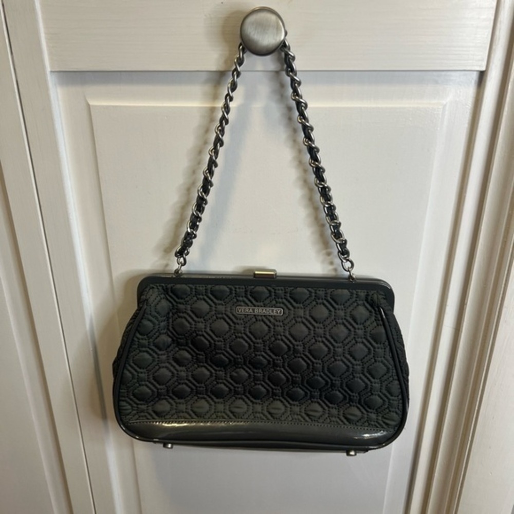 Vera Bradley Quilted Handbag With Chain Strap Color Medium Gray